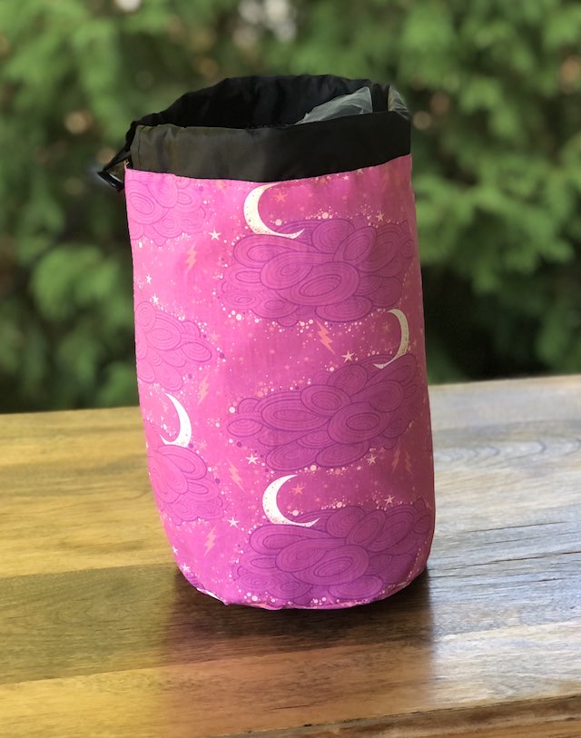 Storm Clouds SueBee Round Drawstring Bag, Tula Pink