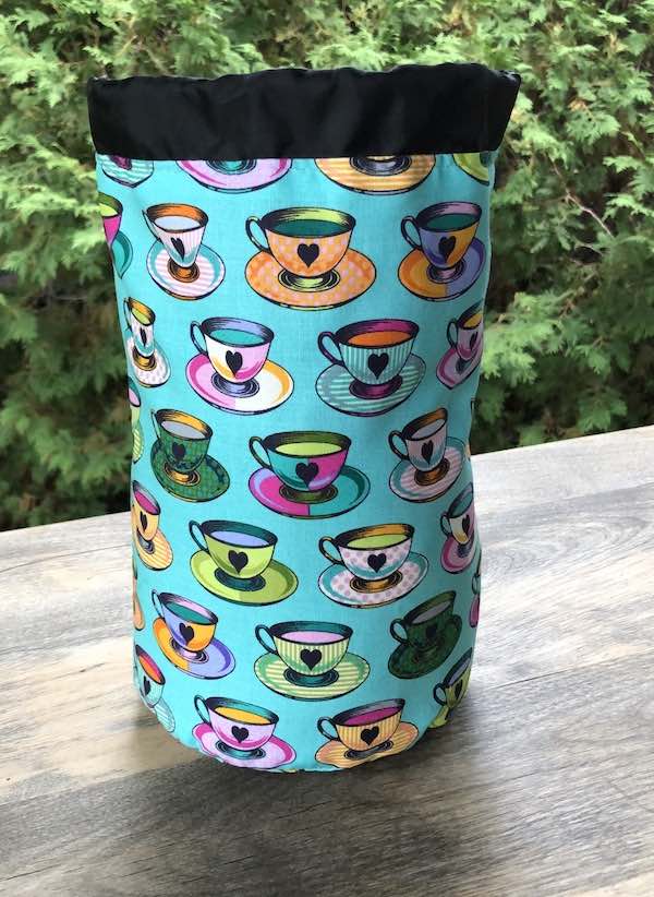 Tea Time SueBee Round Drawstring Bag, Curiouser and Curiouser