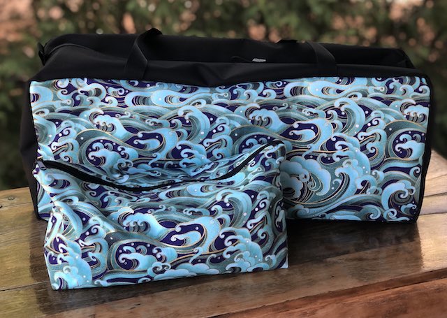 Waves Three Piece Mahjongg Storage Set, The Zippered Tote-ster, Large Zini and Mattie