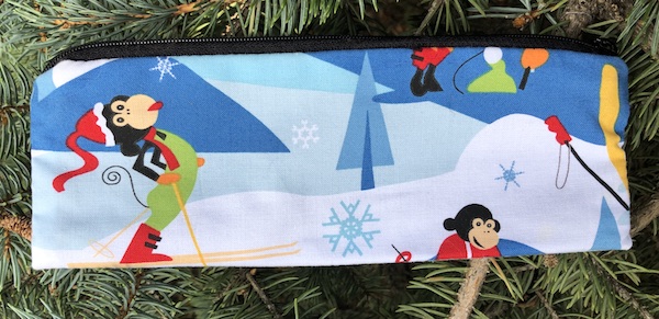 Winter Monkeys pen and pencil case, crochet hook pouch, The Scribe - CLEARANCE