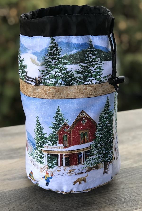 Winter in the Country SueBee Round Drawstring Bag
