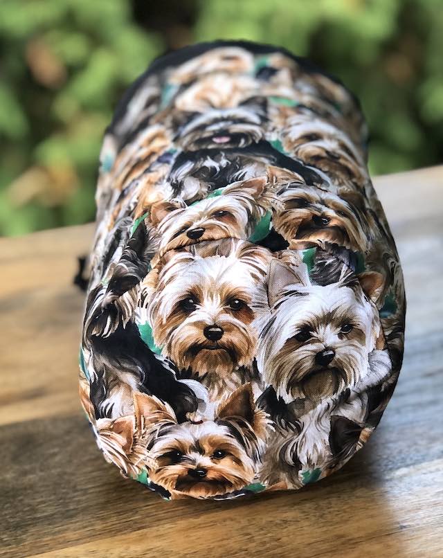 Yorkie Cuteness SueBee Round Drawstring Bag