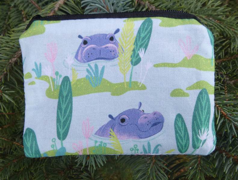 Congo Hippos Coin Purse, The Raven, pick your color, light or dark