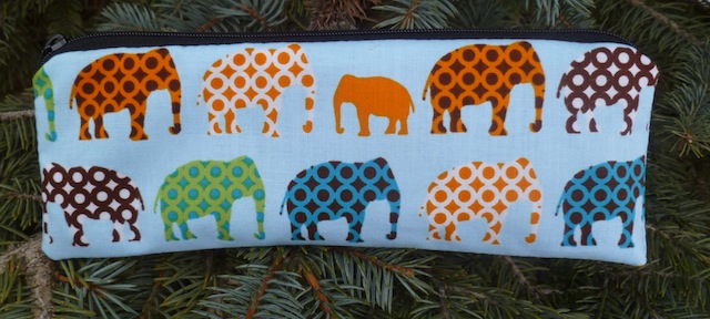 Elephant parade pen and pencil case, crochet hook pouch, The Scribe