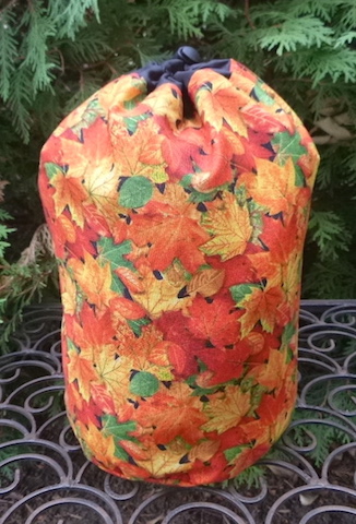 Fall Leaves SueBee Round Drawstring Bag