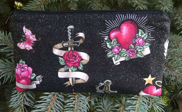Glam Skulls and Hearts Deep Scribe pen and pencil case