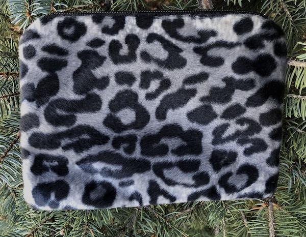 Grey Faux Fur Leopard zippered bag, The Scooter