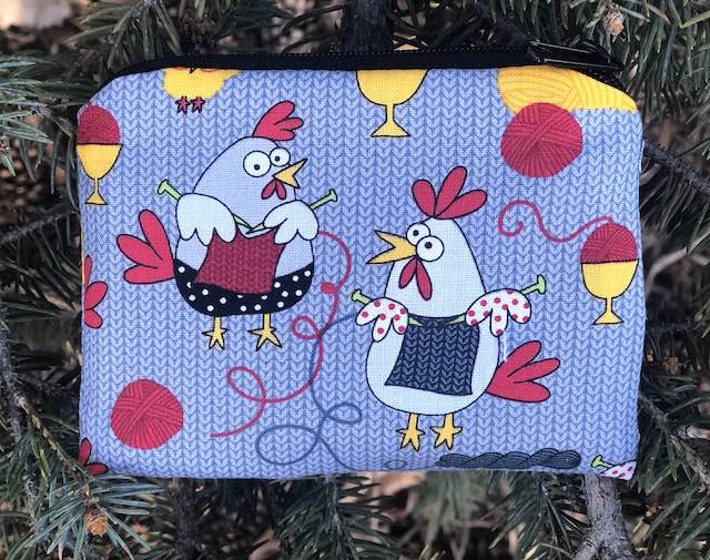 Knitting Chickens coin purse, The Raven
