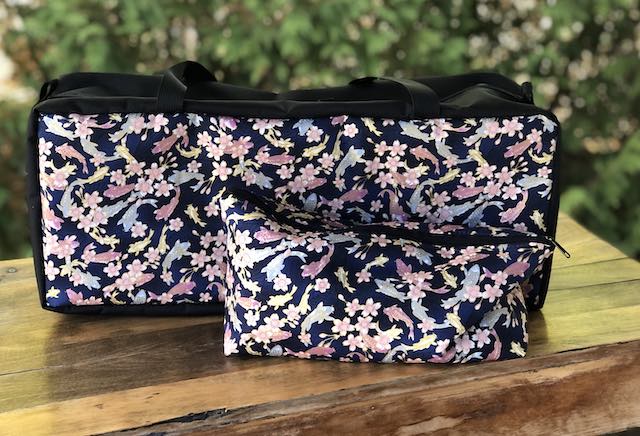 Koi on Navy Mahjongg Storage Set The Zippered Tote-ster and Large Zini