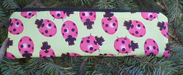 Ladybugs zippered pouch for chopsticks, knitting needles or crochet hooks, The Sleek