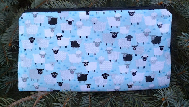 Little sheep on blue or pink Deep Scribe pen and pencil case