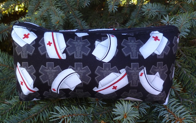 Nurses caps on black flat bottom bag, The Zini