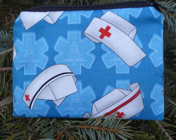 Nurses caps on blue Coin Purse, The Raven