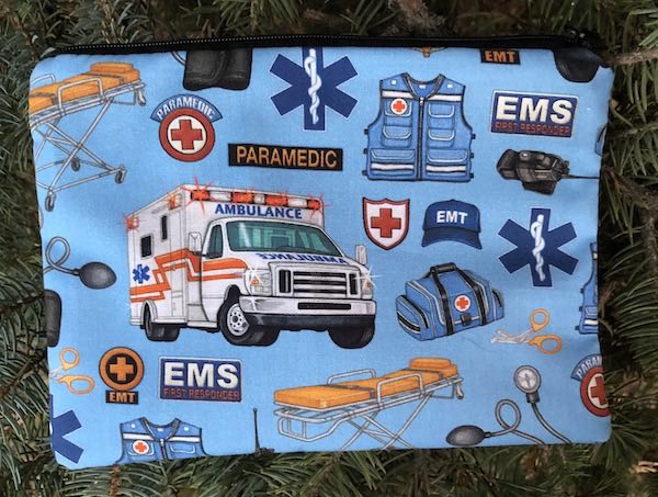 Paramedic on blue zippered bag, The Scooter