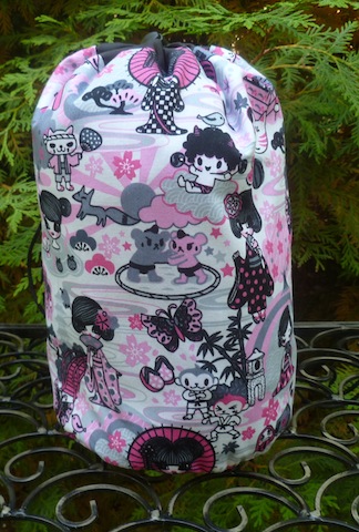 Pink kawaii SueBee Round Drawstring Bag