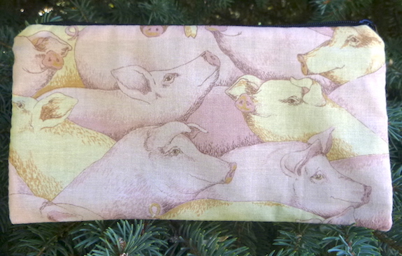 Pink and Yellow Pigs Deep Scribe pen and pencil case