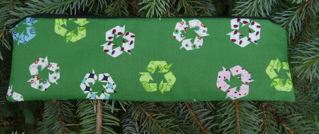 Recycle sign zippered pouch for chopsticks, knitting needles or crochet hooks, The Sleek