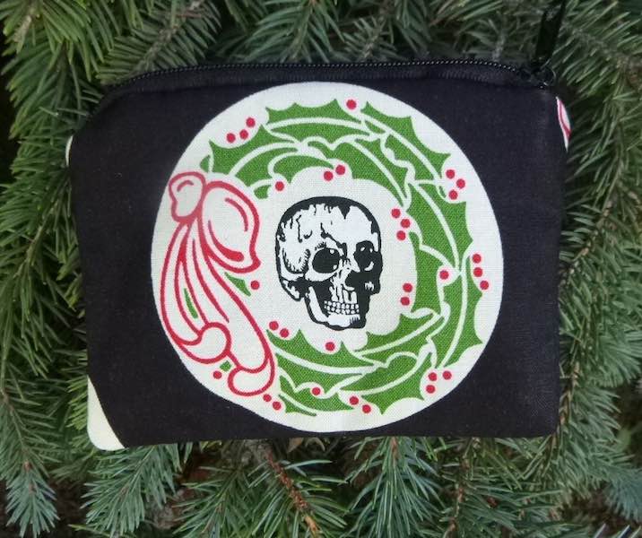Skull Christmas Wreaths Coin Purse, The Raven