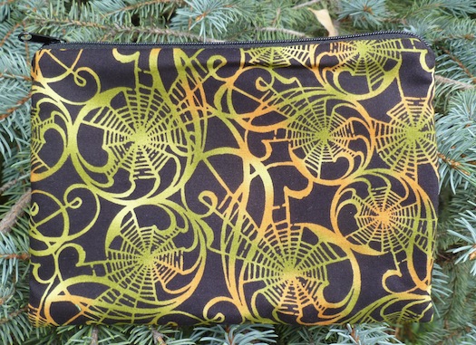 Spider Web Spirals in green zippered bag, The Scooter - CLEARANCE