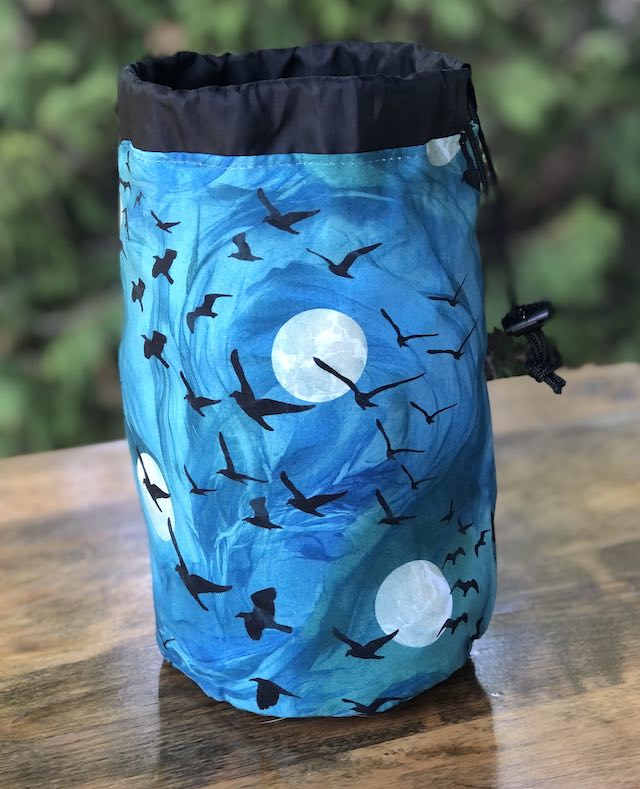 Swirling Ravens SueBee Round Drawstring Bag