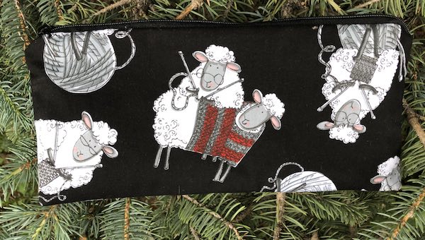 Knitting Sheep pouch for 8" knitting needles or reusable utensils, The Deep Sleek