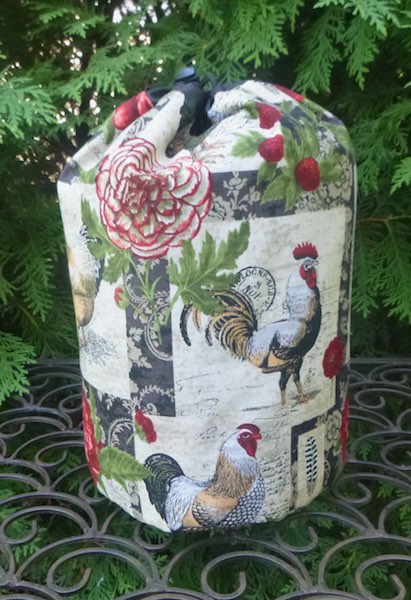 Chickens and Flowers SueBee Round Drawstring Bag