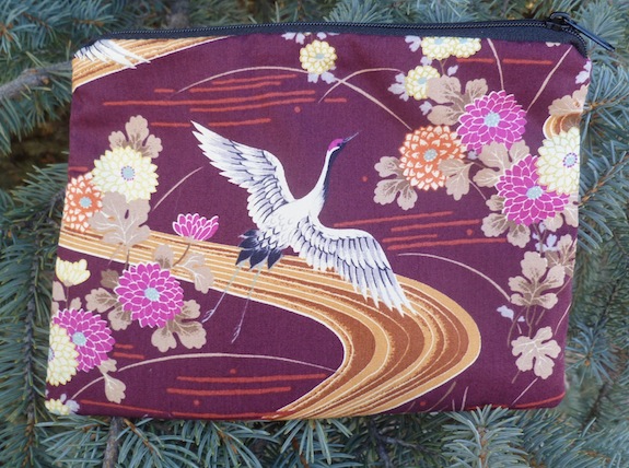 Cranes on Burgundy zippered bag, The Scooter