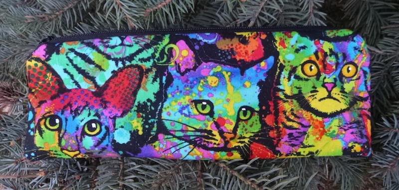 Painted Cats pen and pencil case, crochet hook pouch, The Scribe